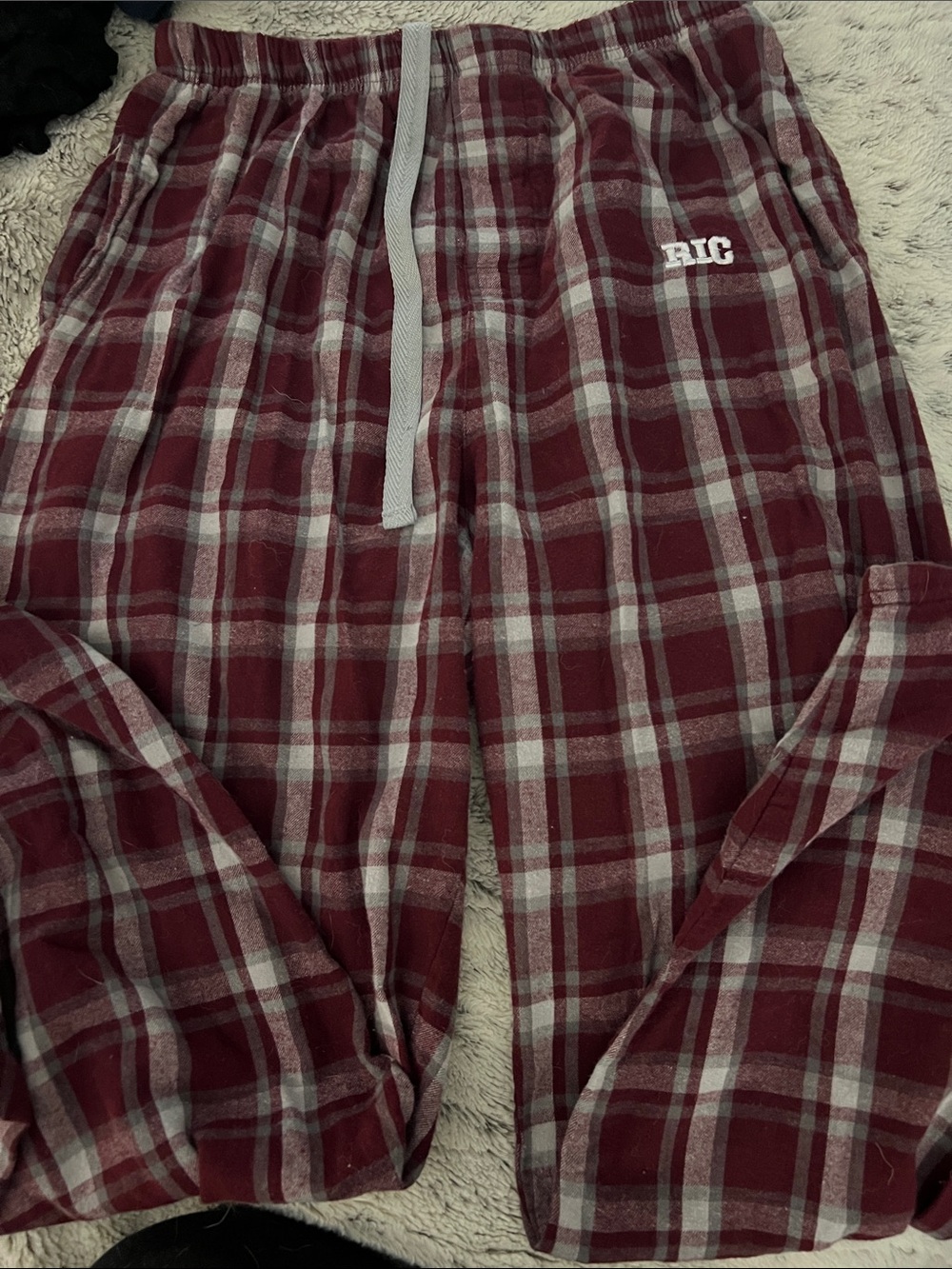 5/$10 boxercraft Maroon & White Plaid Kids Joggers